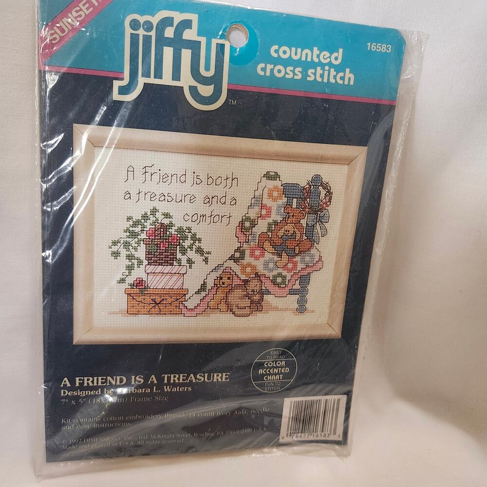 A Friend is a Treasure Counted Cross Stitch Kit Jiffy 16583 7 x 5 Sealed B23